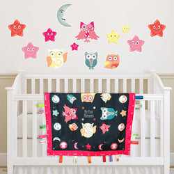 Wee & Charming - Baby Charm Blanket - Deluxe Package in Bedtime Owls