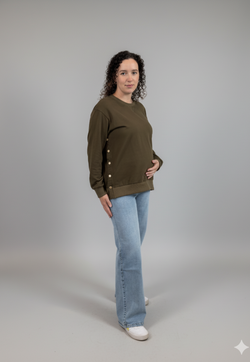 Sweat-shirt d'allaitement et de maternité Sienna - Boutons latéraux ajustables
