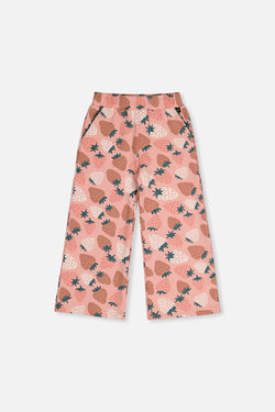 Pantalon de survêtement large imprimé fraises roses
