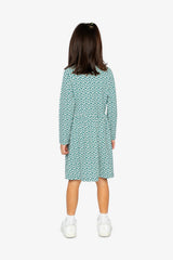 Organic Cotton Dress With Pockets Green Floral Print