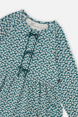 Organic Cotton Dress With Pockets Green Floral Print
