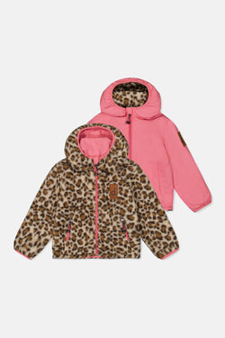 Veste mi-saison réversible Rose Et Léopard