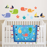 Wee & Charming - Baby Charm Blanket - Deluxe Package in Happy Whales