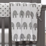 Liz and Roo Minky Receiving Blanket in Gray Elephant