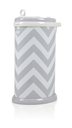 UBBI - Steel Diaper Pails in Grey Chevron