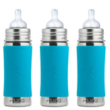 Pura Kiki - 325ml Infant Bottles (PACK OF 3) in Aqua
