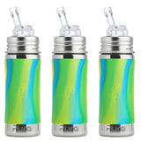 Pura Kiki 325ml Straw Bottles (Pack of 3) in Green Swirl