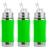 Pura Kiki 325ml Straw Bottles (Pack of 3) in Green